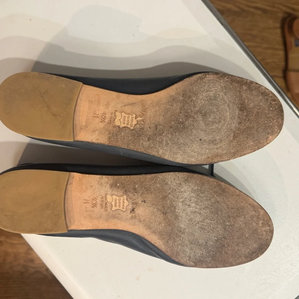 Margaux The Demi Navy Leather Bow Ballet Flats